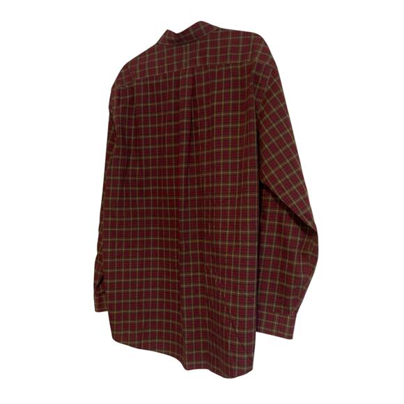 Vintage LL Bean Red Green Tartan Traditional Fit Cotton Button Up Shirt Sz Large - Picture 4 of 16